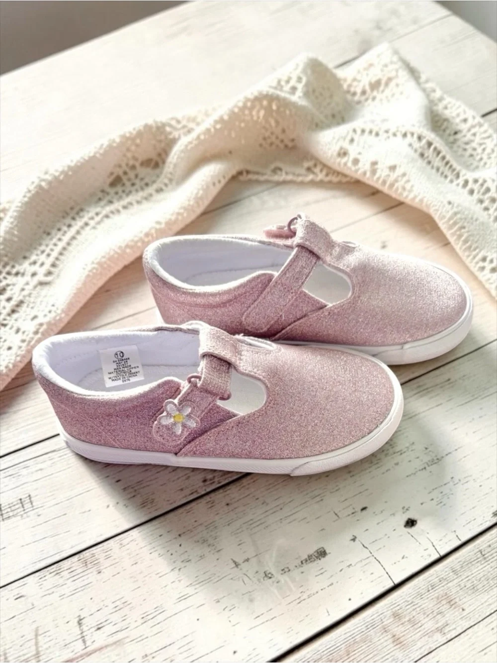 NWOT Cupcakes & Cashmere Mary Janes Glitter Daisy Strap Toddler Girl Size 10 🎀